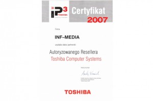 INF-MEDIA partnerskim autoryzowanym sprzedawcą Toshiba Computer Systems                 